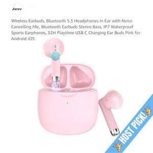 🆕WIRELESS EARBUDS! PORTABLE, EASY TO USE, NOISE CANCEL, & MORE! COLOR: P…